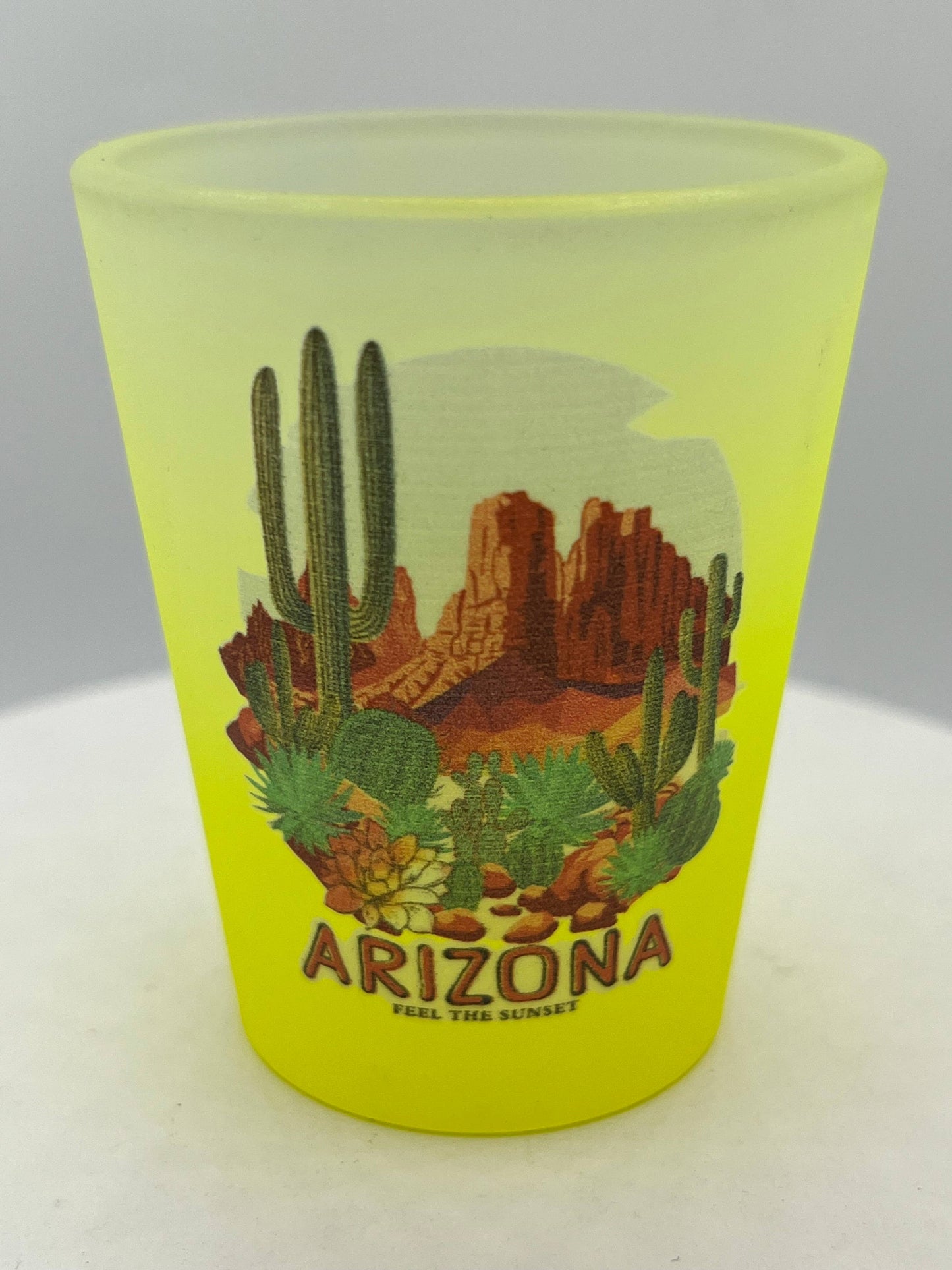 "Arizona" Scenic Colorful Frosted Shot Glass 2 oz Mix Colors