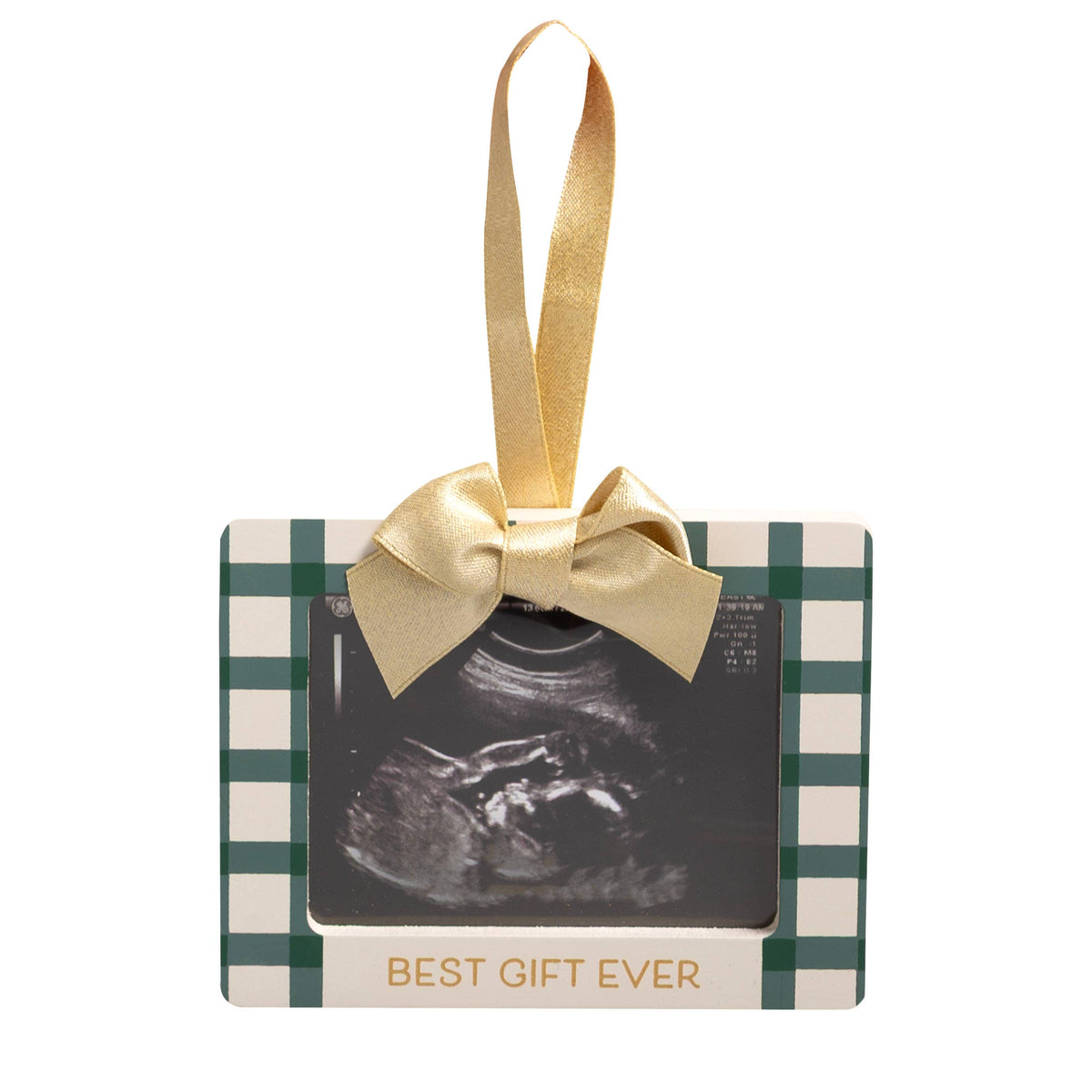 Baby Holiday Sonogram Ornament, Best Gift Ever, Green & Gold