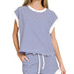 ....Stripe Contrast Trim Top & Shorts Set