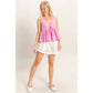 Lace Trim Tie Front Top