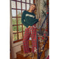 RUFFLED BOTTOM DETAIL CHRISTMAS PLAID CHECK LACE TRIM PANTS