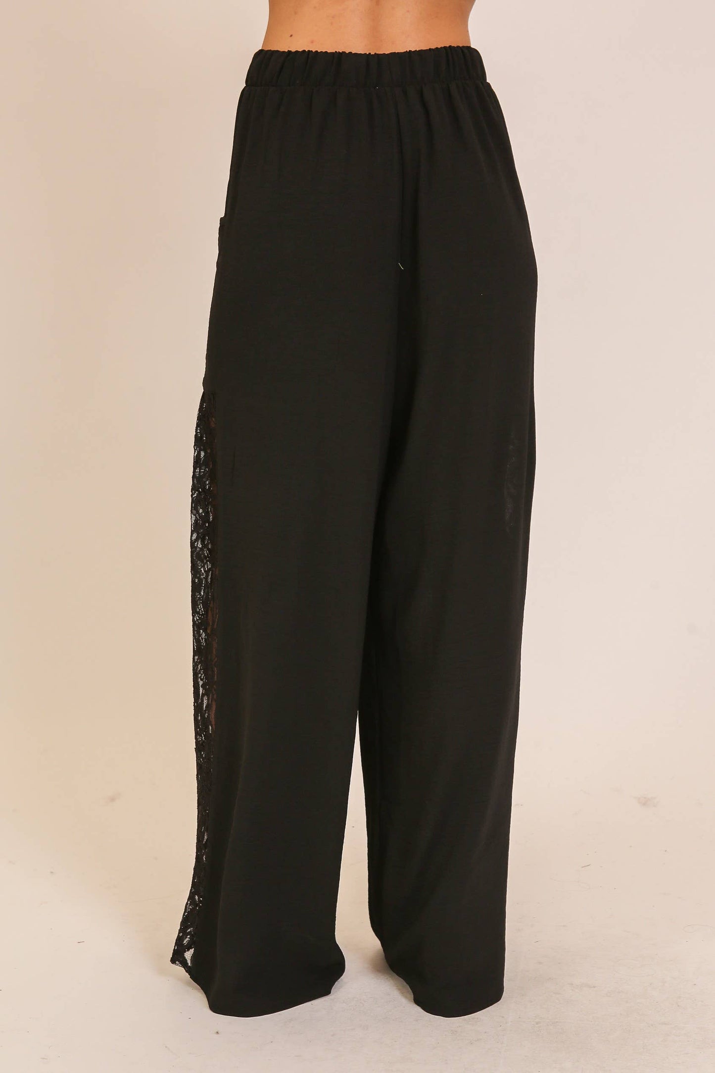 Wide Leg Lace Panel Pants