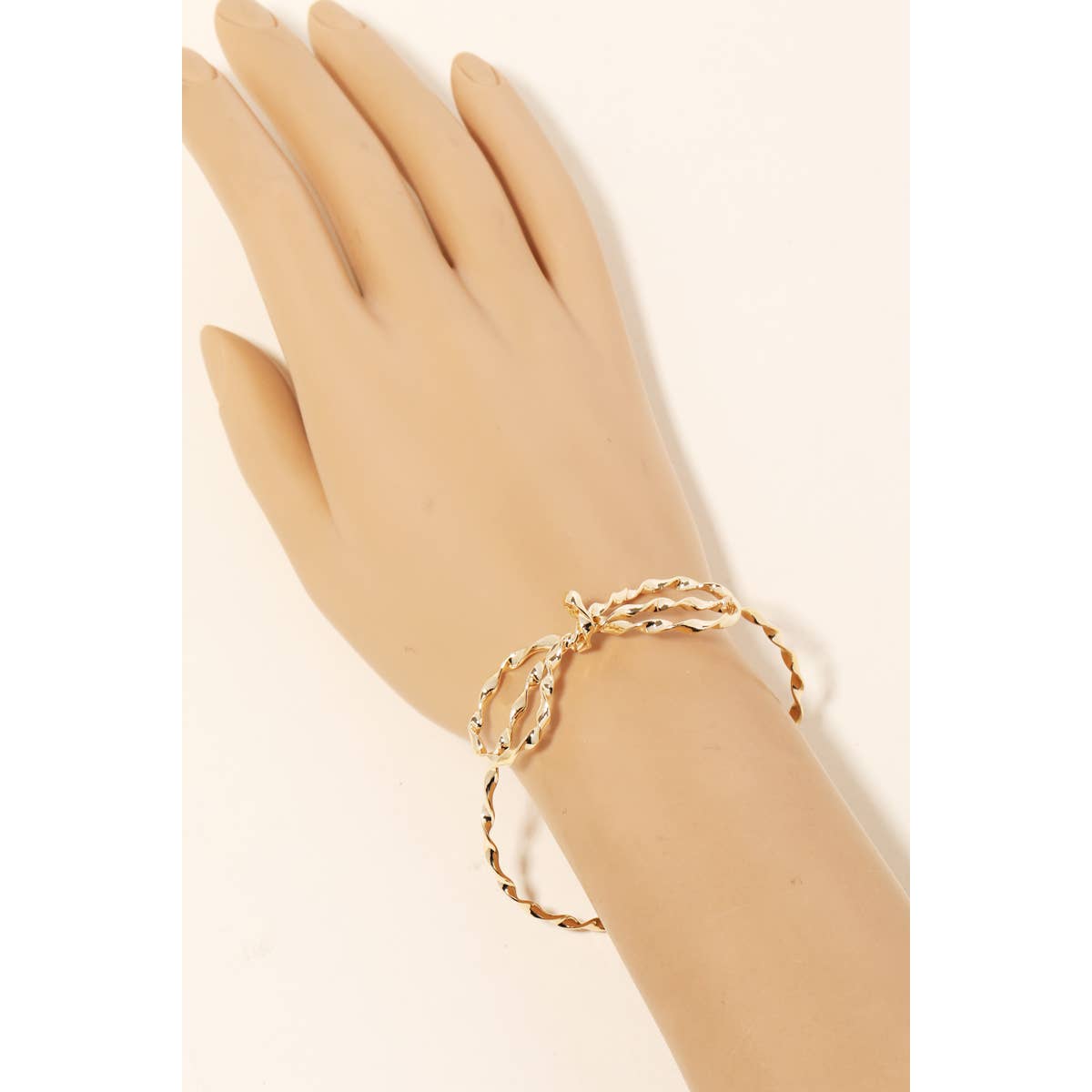 Metallic Bow Twist Cuff Bracelet
