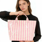 Large Striped Vinyl Tote Bags | 40P595