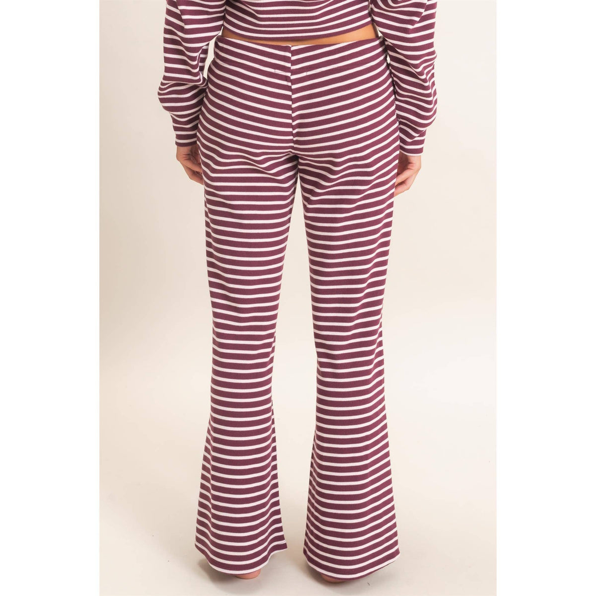 Low Rise Striped Waffle Knit Pants