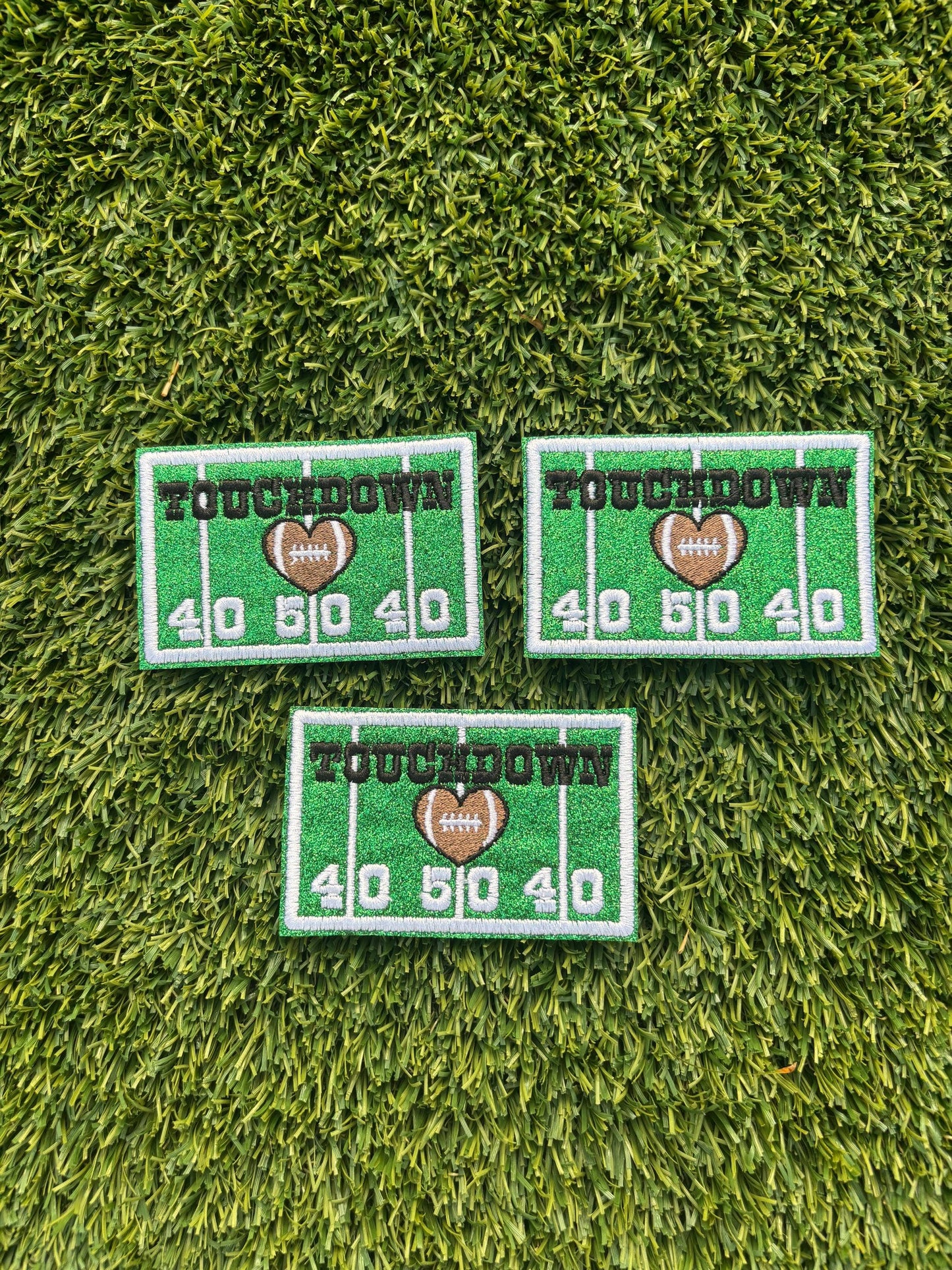 Touchdown Football Field Glitter Iron on Patch #2