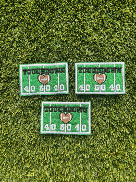 Touchdown Football Field Glitter Iron on Patch #2