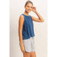 Mineral Wash Button Back Sleeveless Top