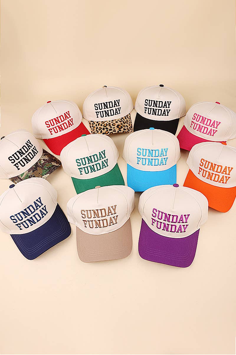 Sunday Funday Two Tone Canvas Cotton Cap  Zenana Consgt.