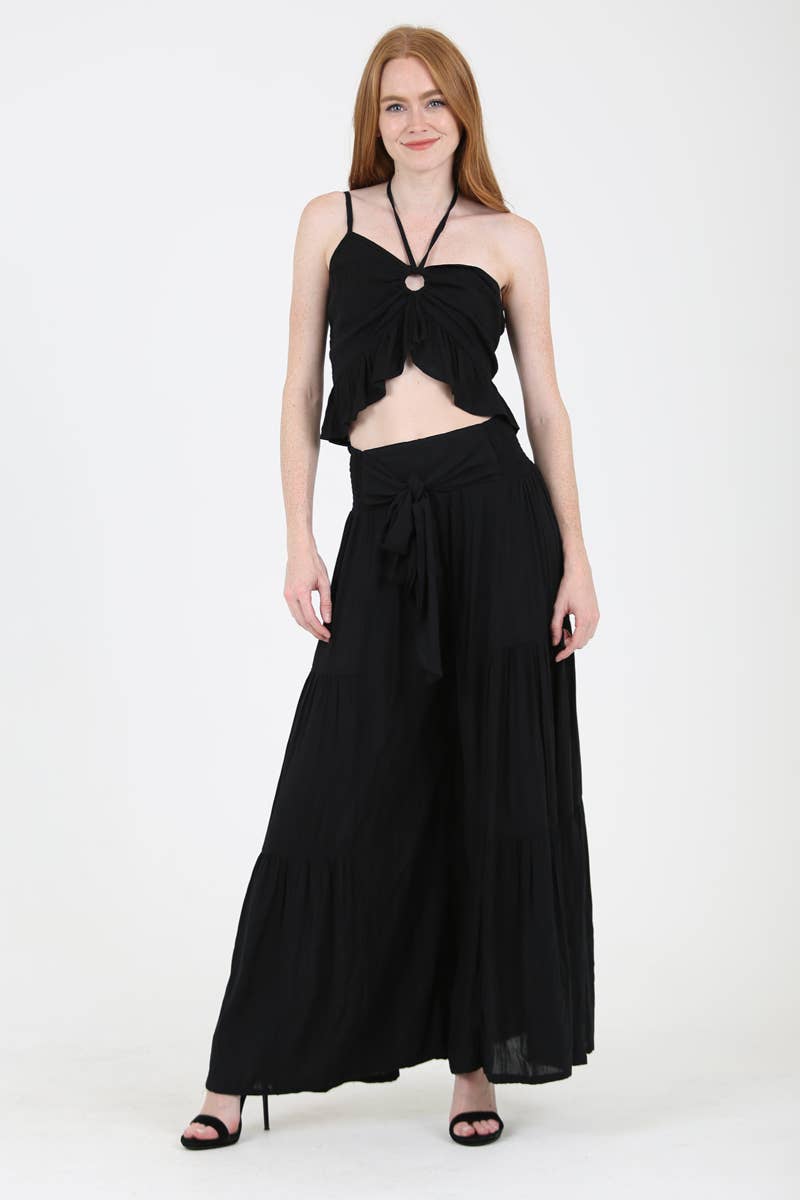 B3663-ASIS TIE WAIST WIDE LEG PANTS