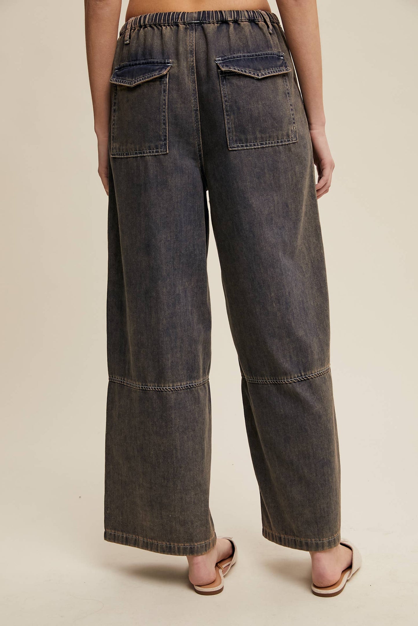 Wide-Leg Denim Drawstring Pants LP0256