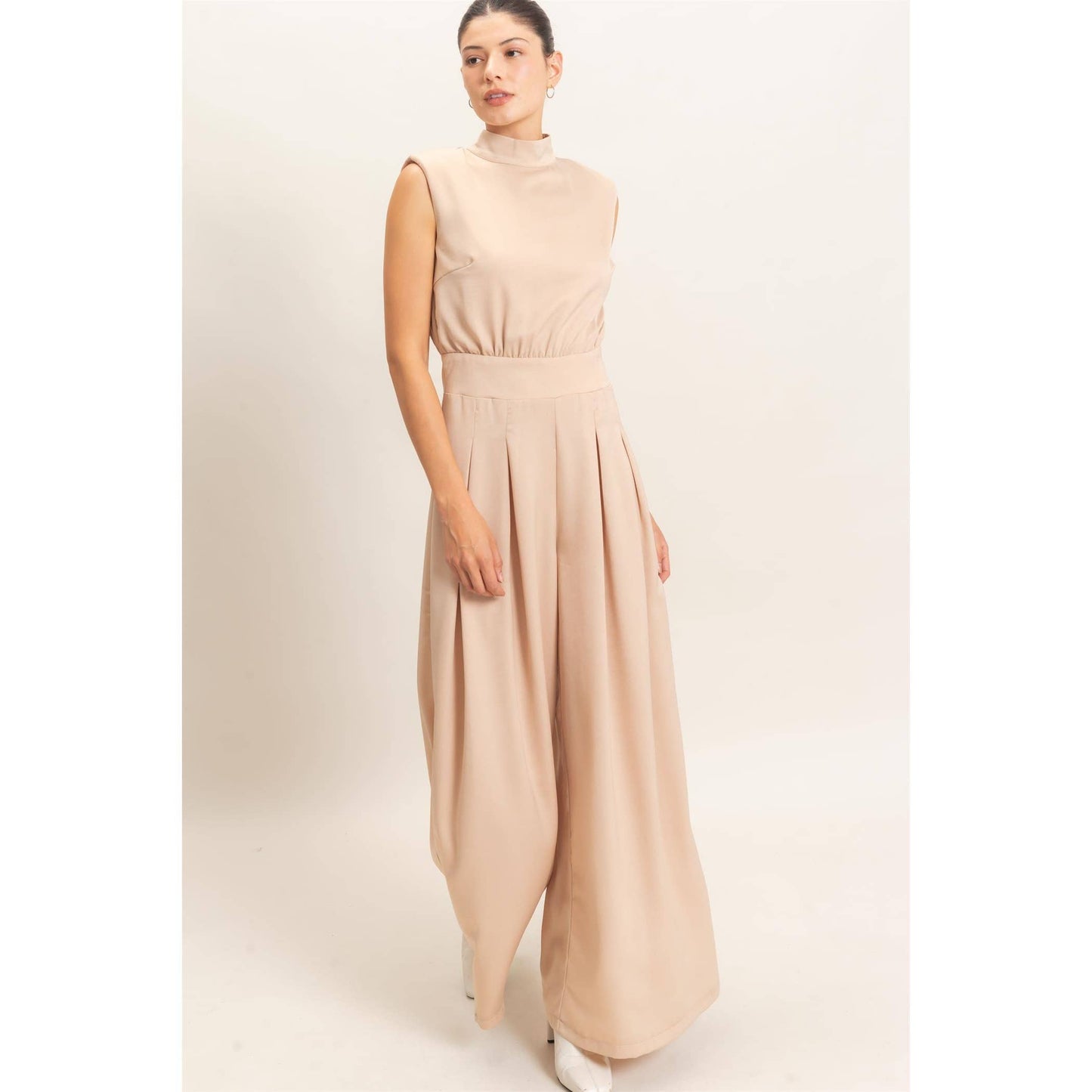 Sleeveless Mock Neck Jumpsuit