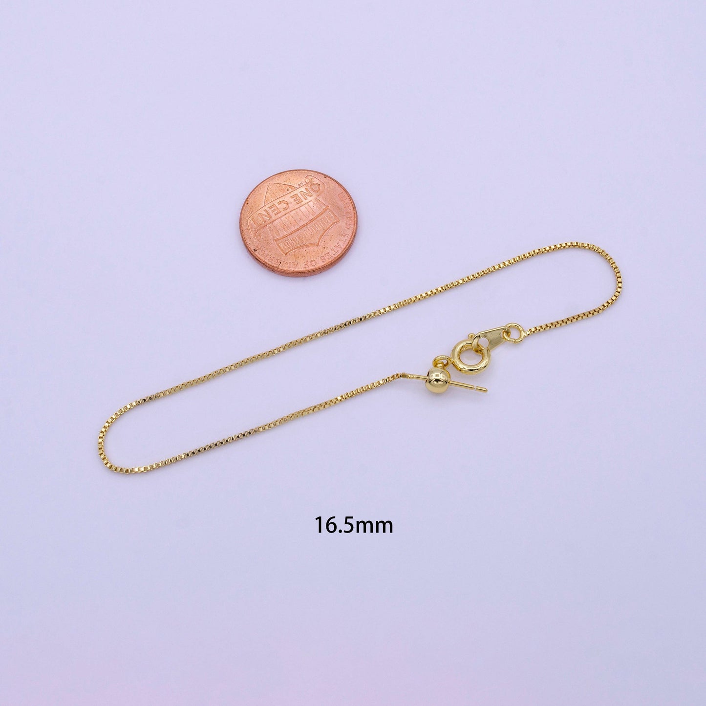 1x 16.5"/19"Gold Filled Adjustable Box Chain Slider Necklace
