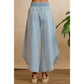 WASHED DENIM TULIP HEM PANTS WITH POCKETS