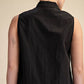 Stand Collar Slit V-Neck Sleeveless Top