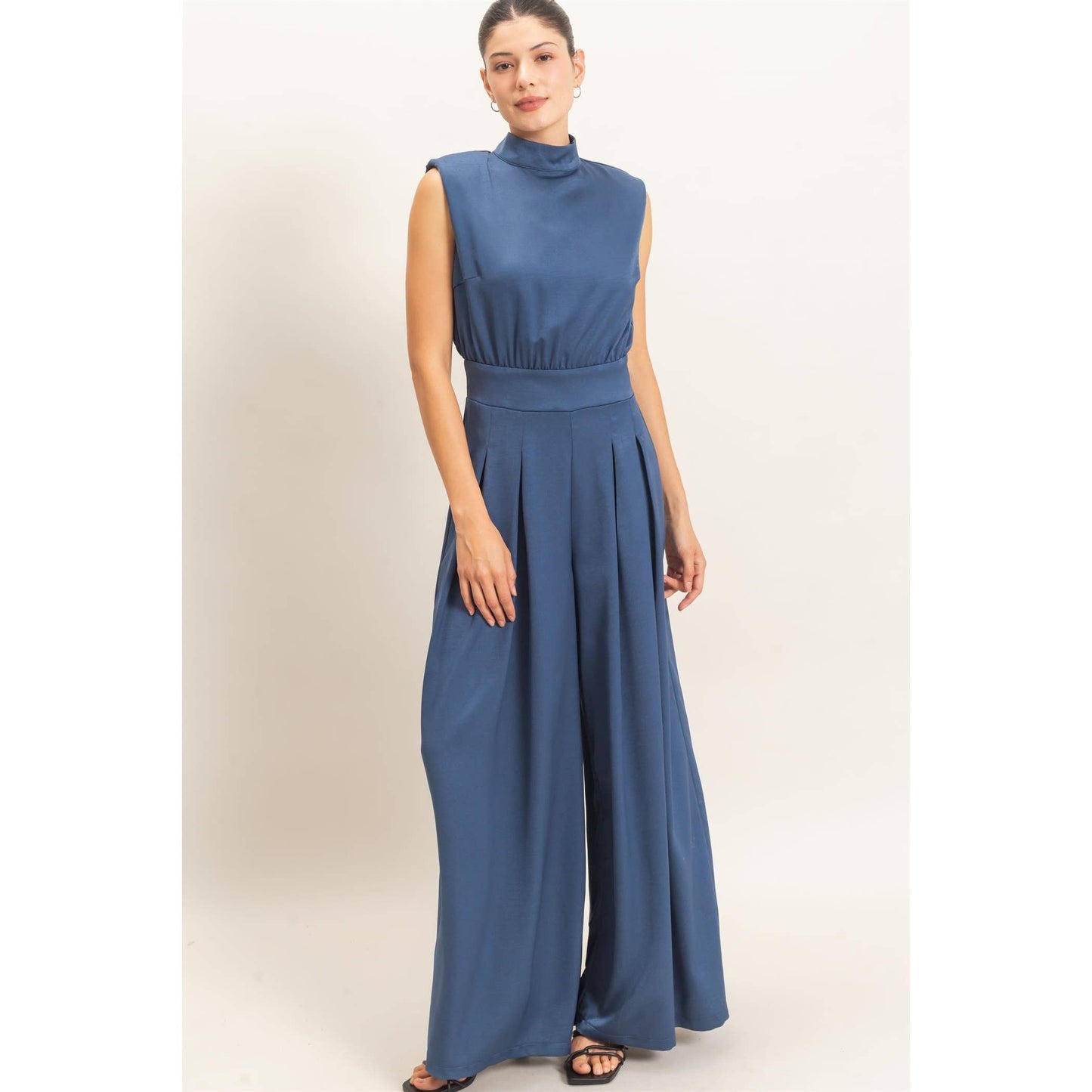 Sleeveless Mock Neck Jumpsuit
