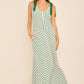 A-line long midi cotton knit dress with stripe