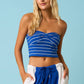 STRIPED BOW SHAPE SWEETHEART CROPPED TUBE TOP
