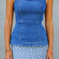 Stretch Denim Square Neck Top