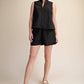 Stand Collar Slit V-Neck Sleeveless Top