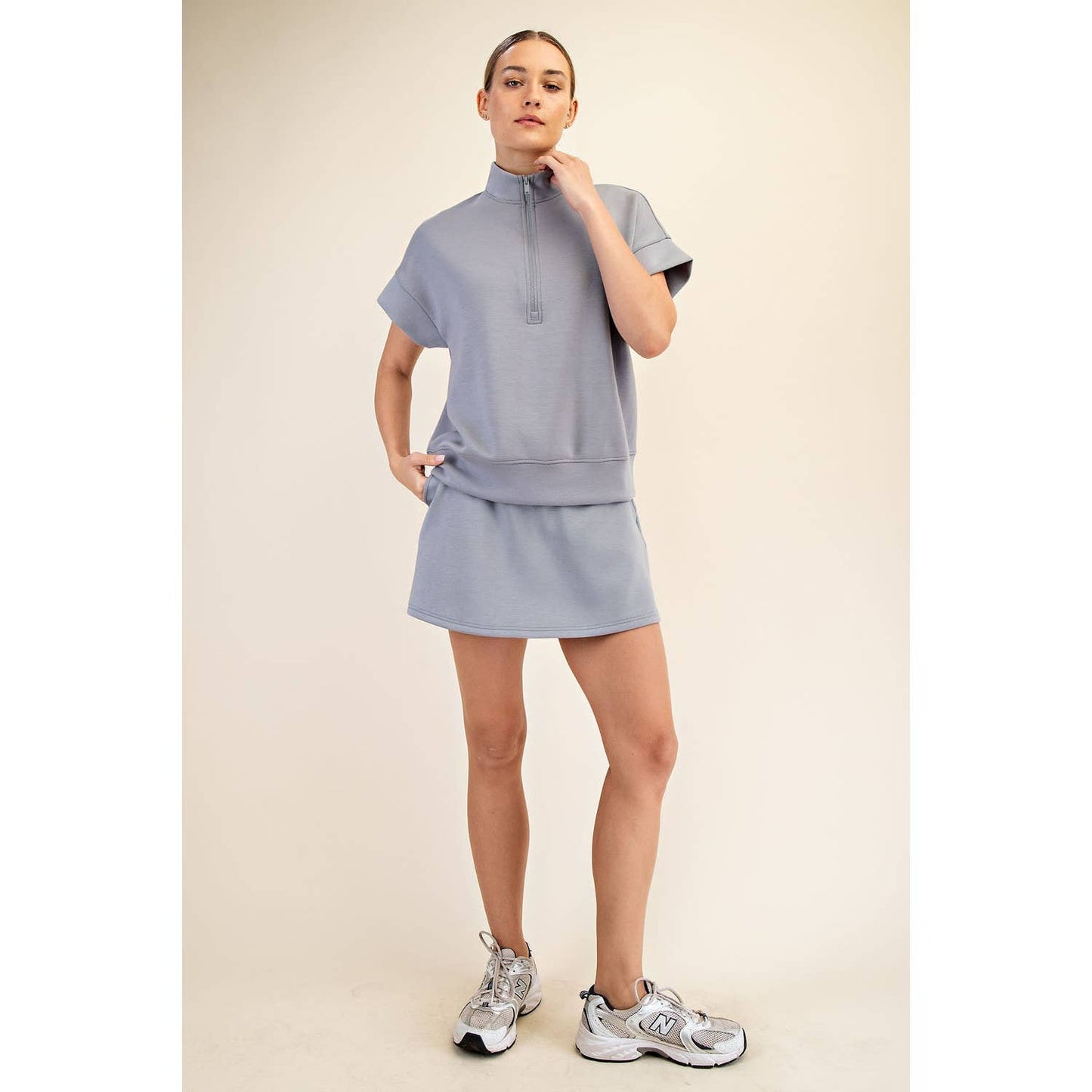 MODAL SCUBA QUARTER ZIP SHORT SLEEVE TOP