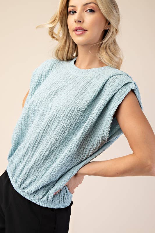Round Neck Pleated Top