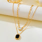Layered Paperclip Chain Double Gemstone Necklace | 80N93798