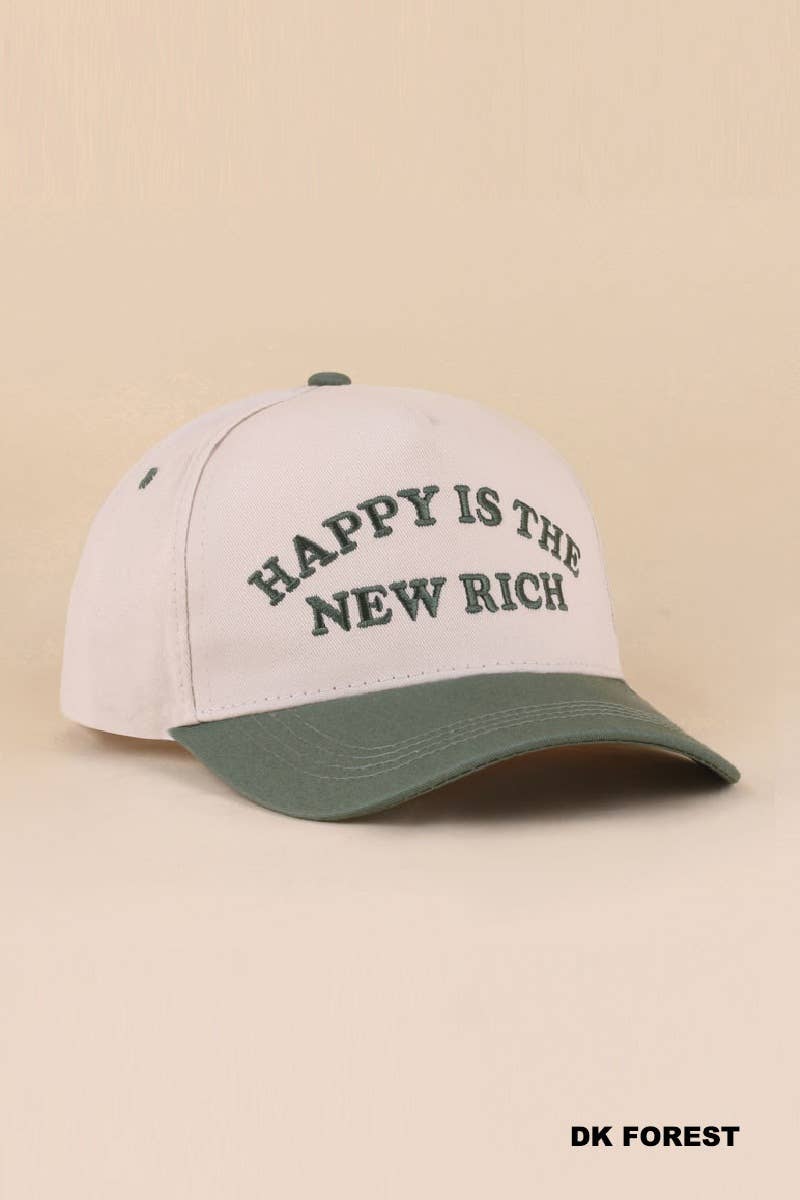 Happy Is The New Rich Two Tone Snapback Hat Zenana Consgt.