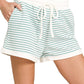 ....Stripe Contrast Trim Top & Shorts Set