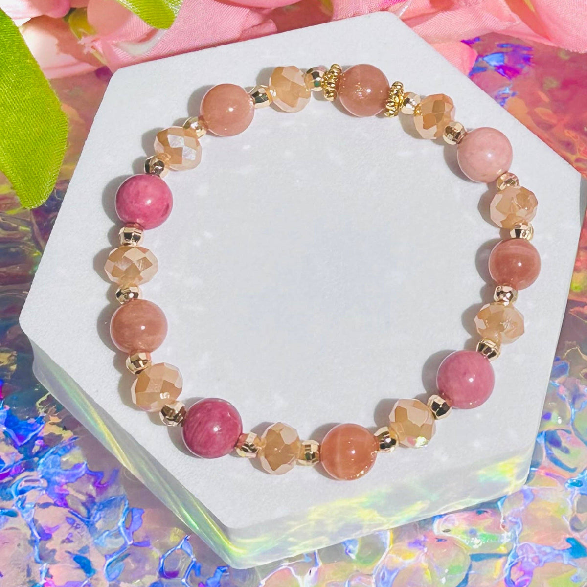 Love & Light Rhodonite Sunstone RoseQuartz BYOB Bracelet Set