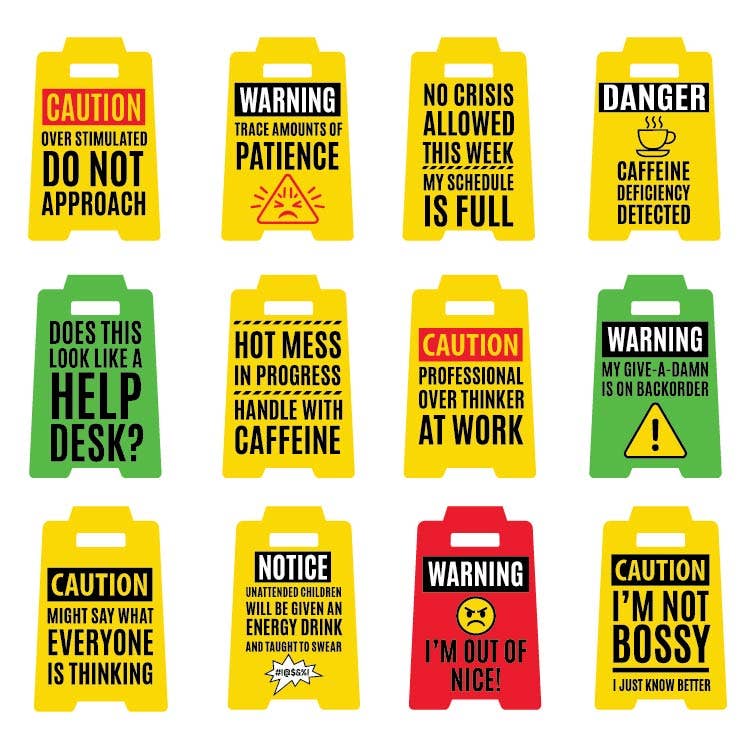 Standing 4.75" 3D Mood Caution Sign Assortment - 12/Display