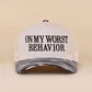 On My Worst Behavior Two Tone Mesh Snapback Hat  Zenana Consgt.