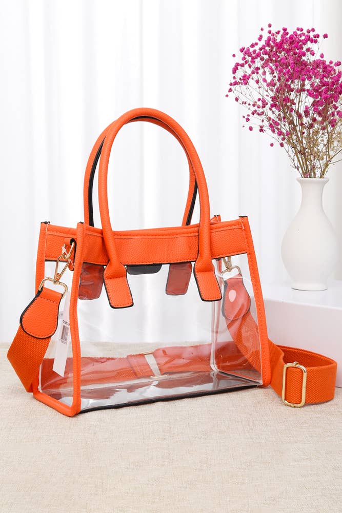 Clear handbag with color trim from Sip and Shop Arizona

