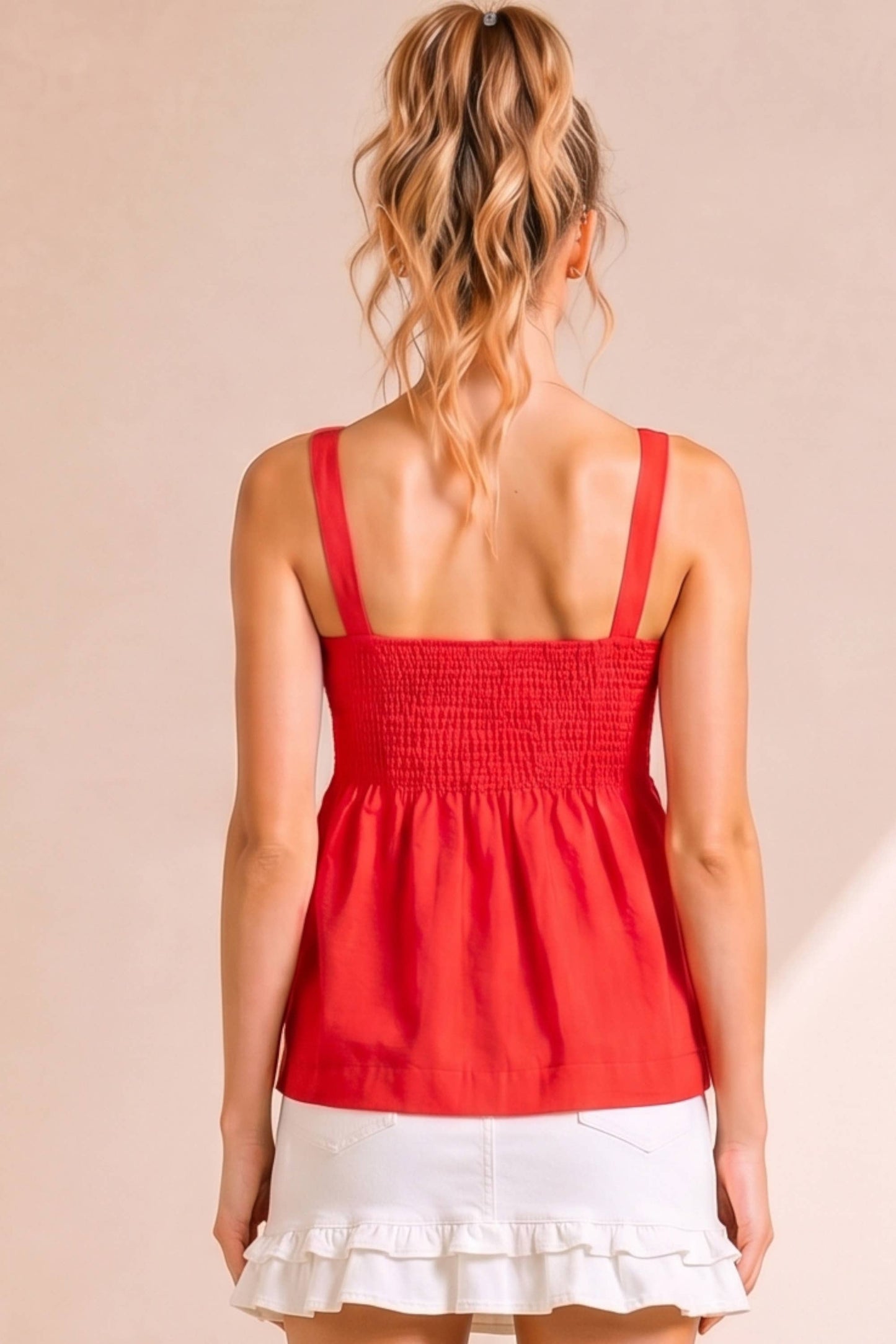 Scarlet Ribbon Pleated Sleeveless Top