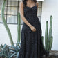 C4C84-FQ00 POLKA DOT SIDE SLIT MAXI DRESS