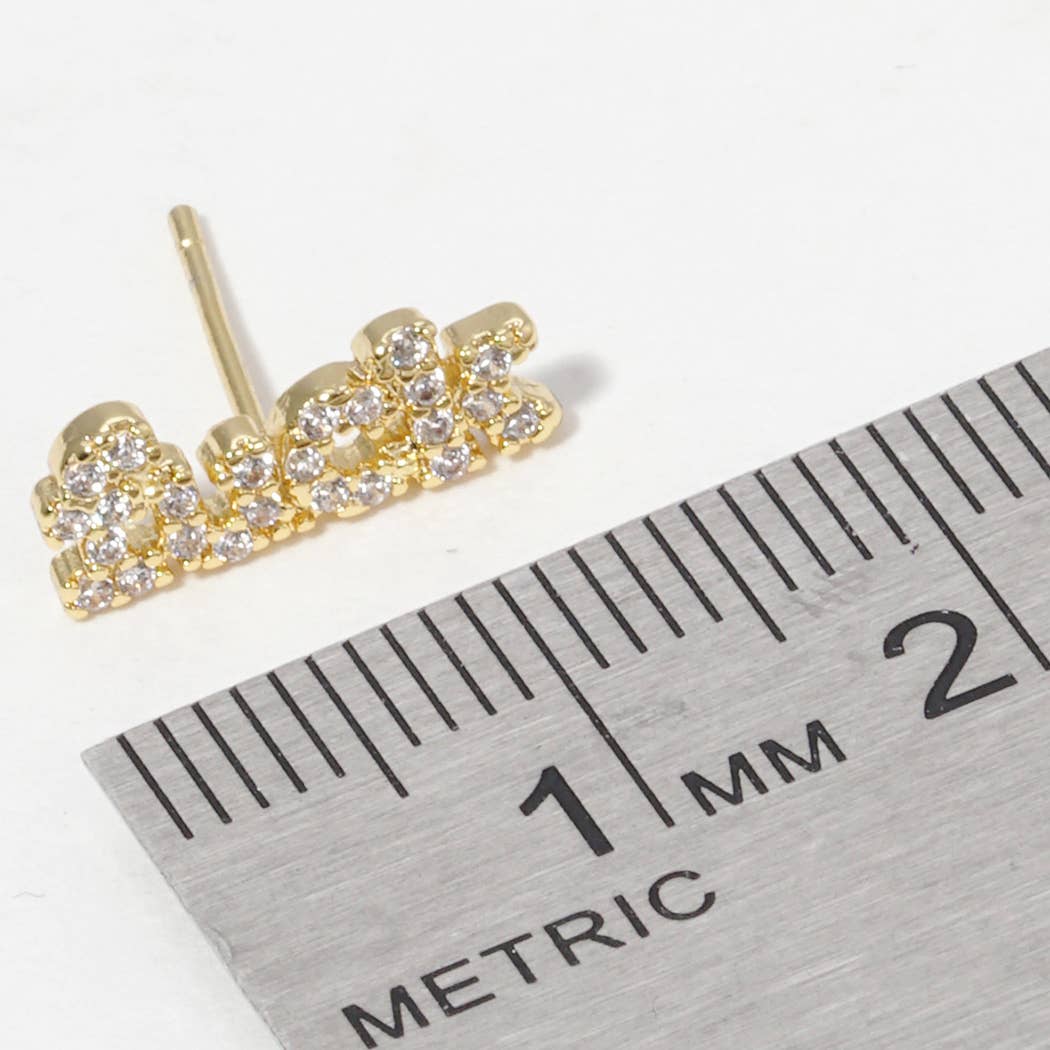 Gold-Dipped Cubic Zirconia Post Earrings