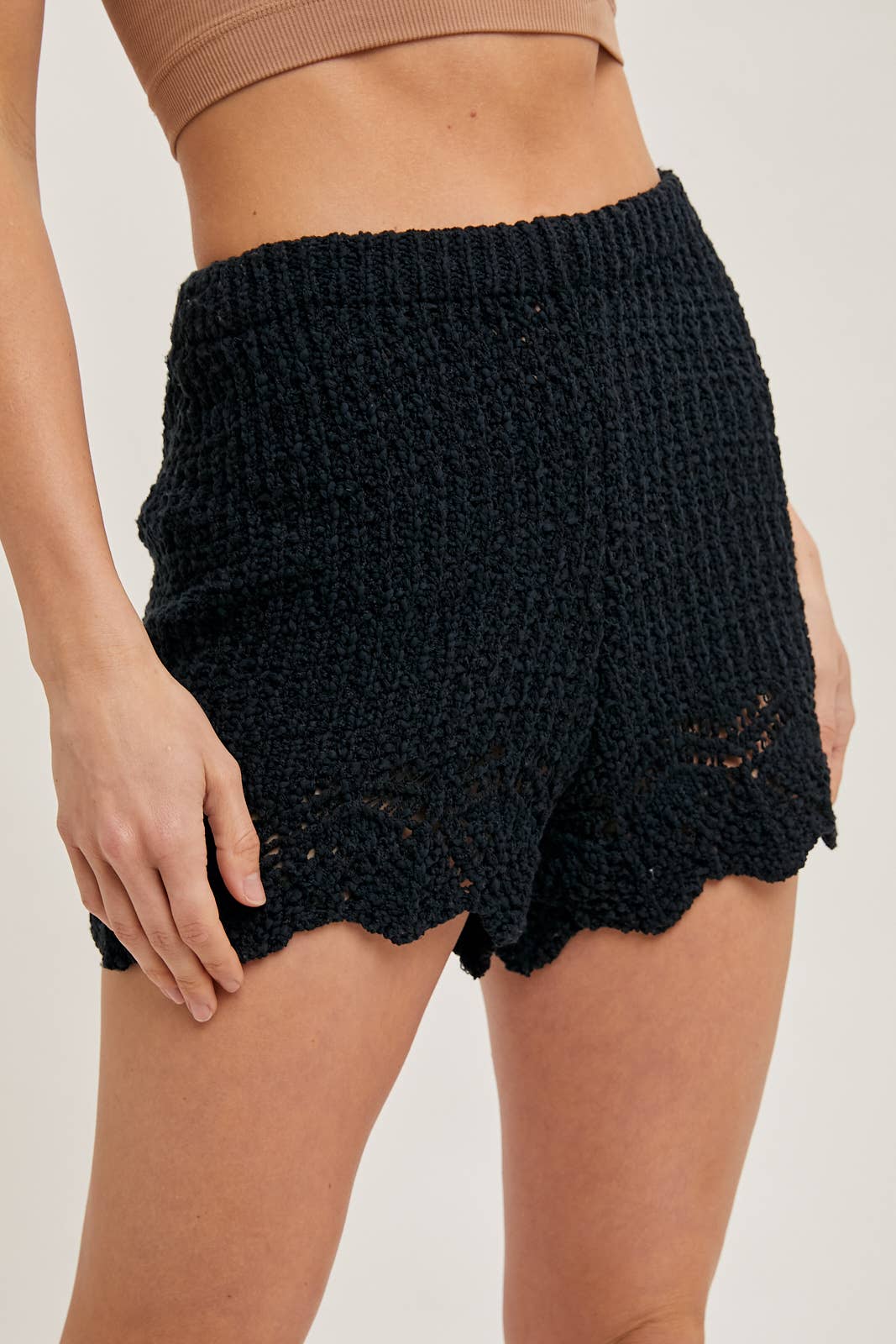 OPEN KNIT SWEATER PULLOVER & SHORTS SET