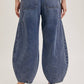 DENIM MID-WAIST DRAWSTRINGS BARREL JEANS