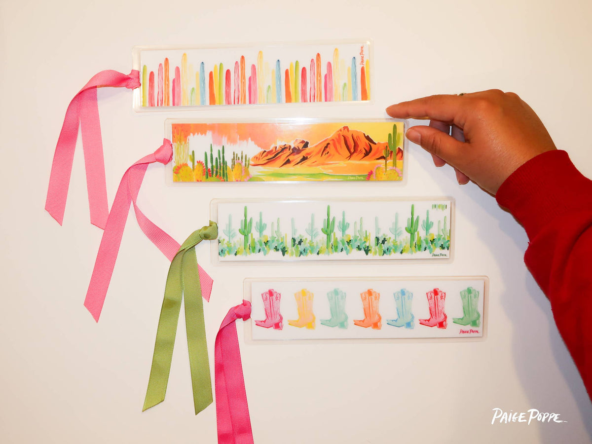 "Rainbow Saguaros" Ribboned Bookmark