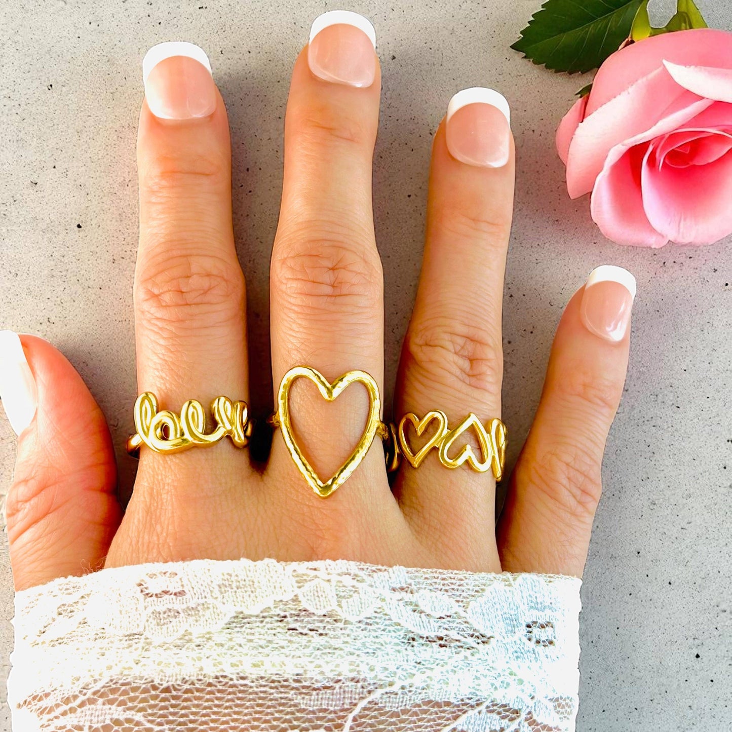 Waterproof 18K Gold Plated Rings Stackable Dainty, Statement