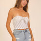 Polka Dot Tie-Front Strapless Top