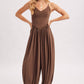 V-NECK RELAXED FLOWY LEGS JUMPSUIT CRISS-CROSS OPEN BACK