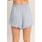 Ruffle Trim Drawstring Shorts