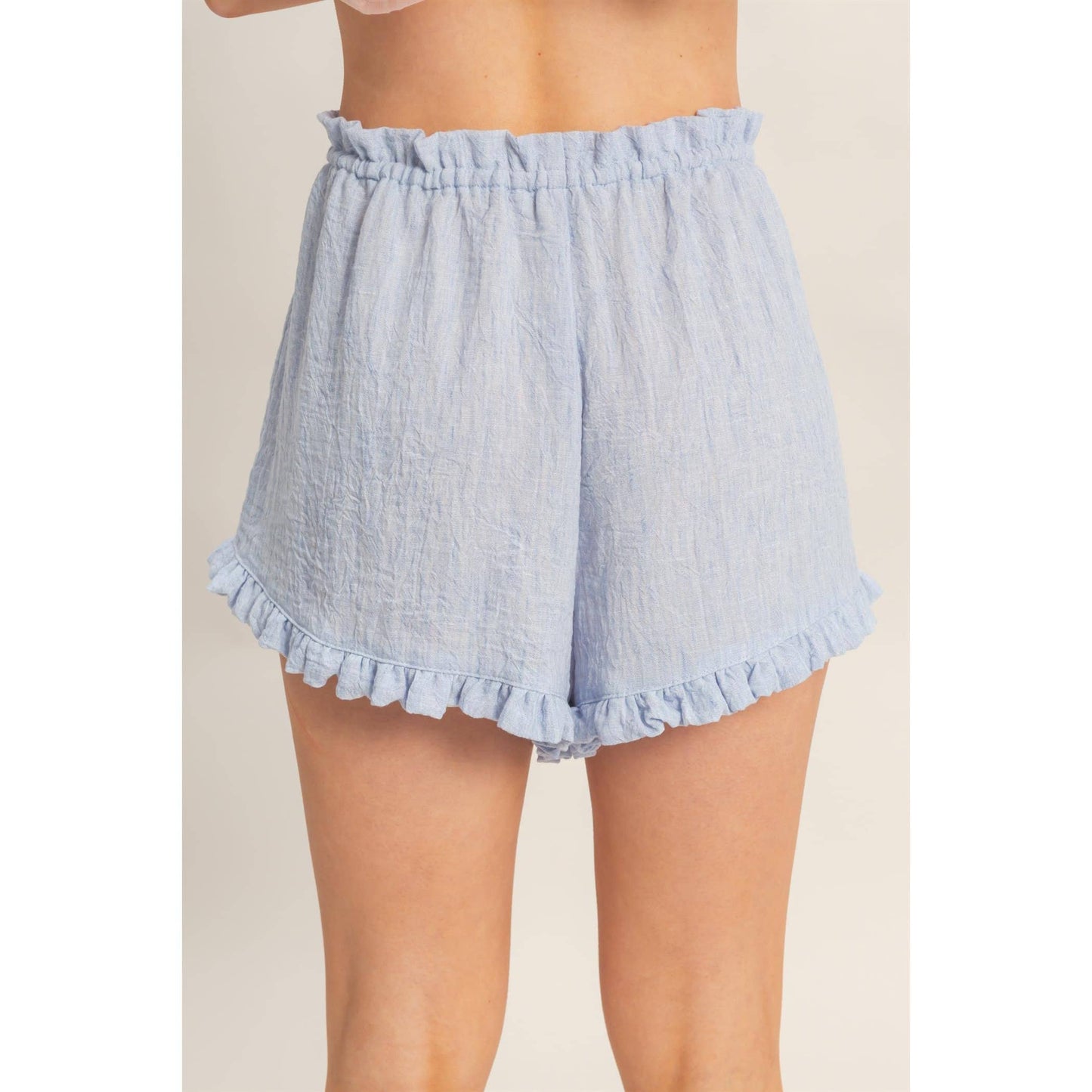 Ruffle Trim Drawstring Shorts