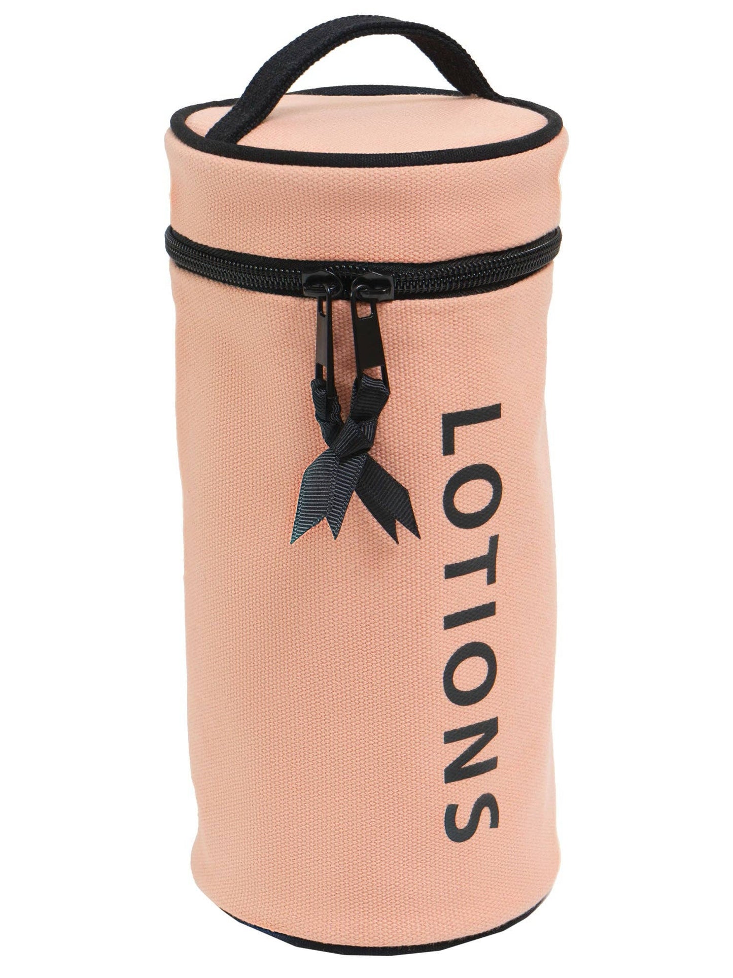 La La Amour 16 oz Cotton Canvas Top Handle Cylinder Toiletry Lotions Case