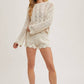 OPEN KNIT SWEATER PULLOVER & SHORTS SET