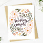 "To the happy couple" Pink Florals Cursive Text Wedding Card