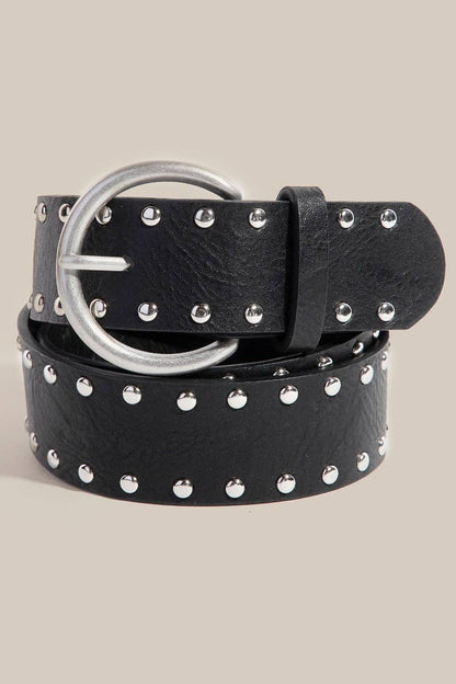 Metallic Studded Vegan Leather Belt