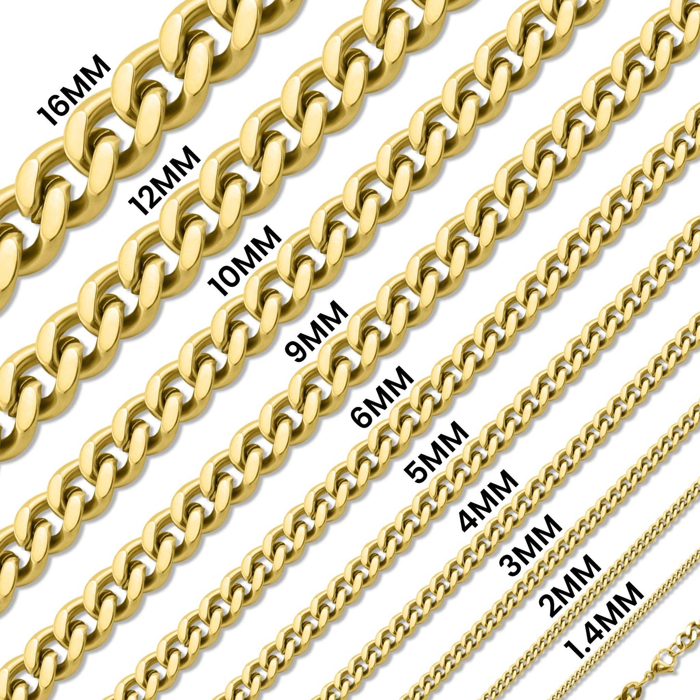 18K Gold PVD Stainless Steel Curb Chain Necklace