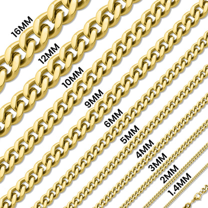 18K Gold PVD Stainless Steel Curb Chain Necklace